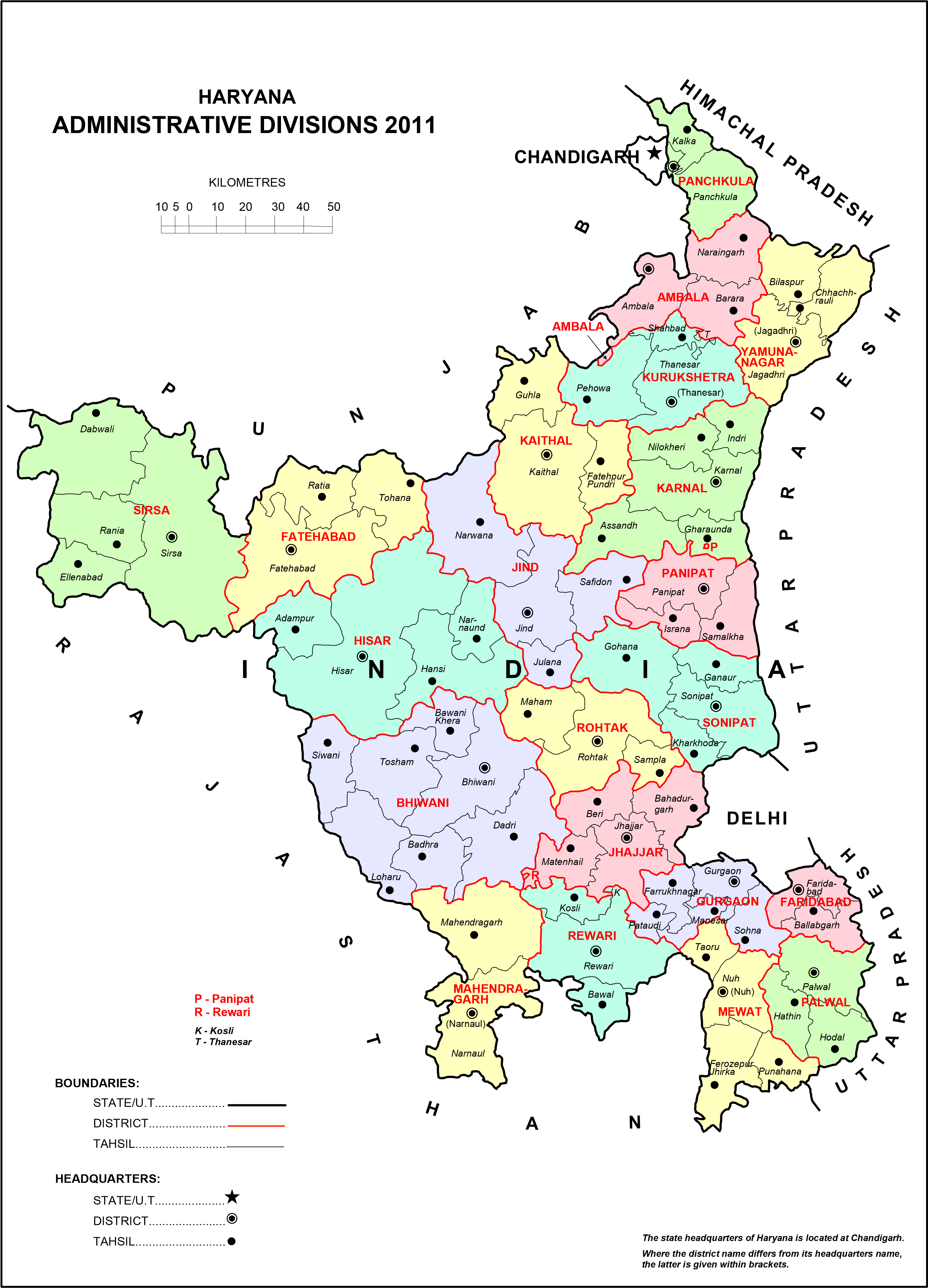 Map of Haryana districts
